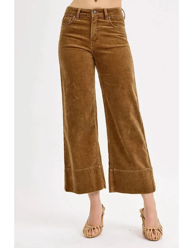 High Rise Crop Wide Corduroy Pants