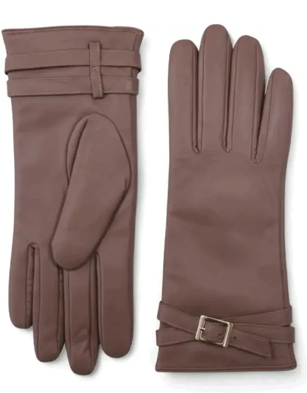 Leather Gloves With Wool Lining And Adjustable Wrist Buckle