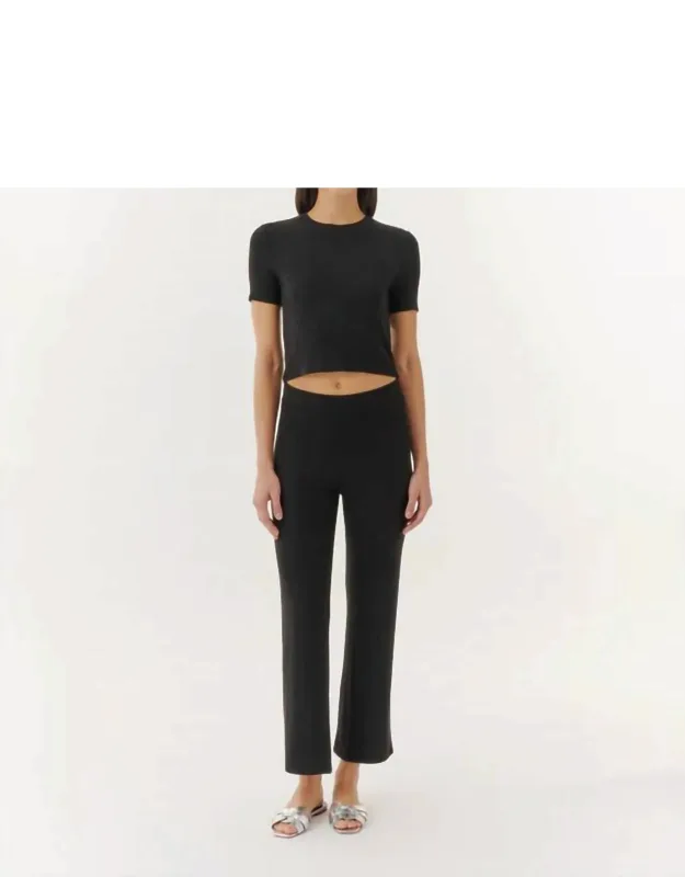 Modal Rib Cropped Kick Flare Pants