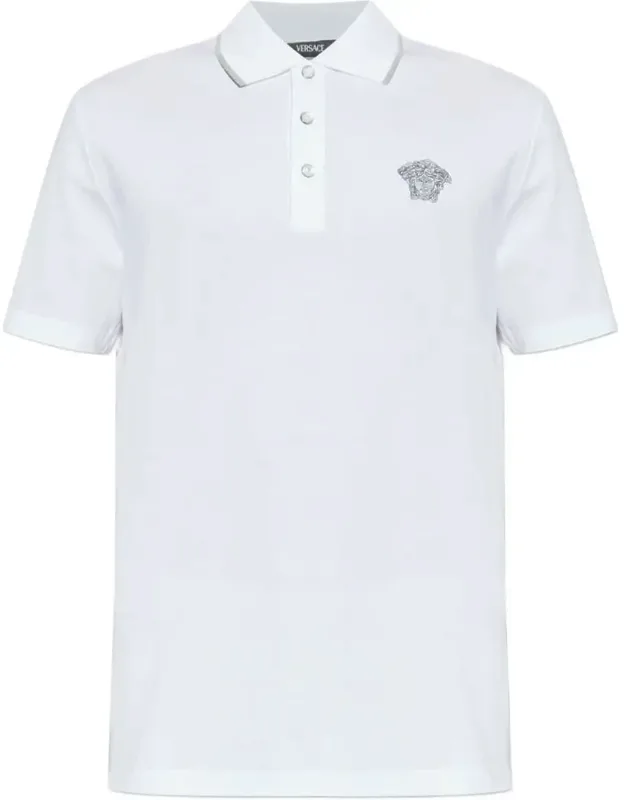 Short-sleeved 'medusa' Polo Shirt Made Of Cotton Piqué