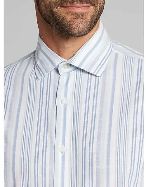 Classic Fit Variegated Stripe Button Up Shirt
