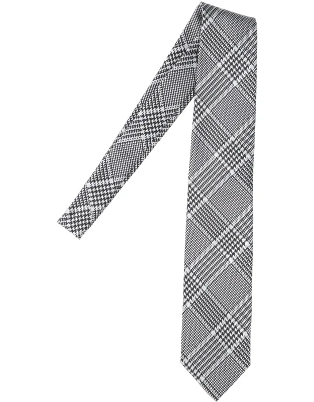 Prince Of Wales Tie In Mulberry Silk With Adjustable Design