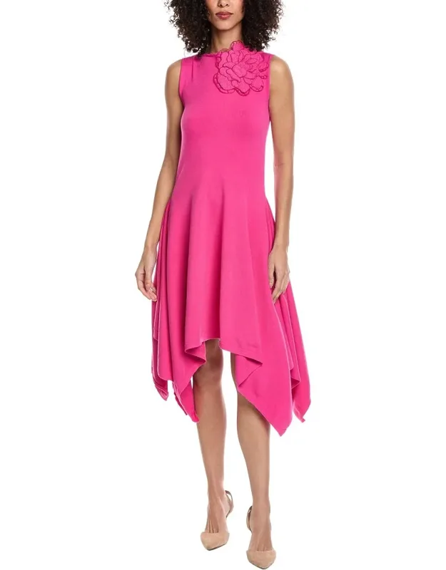 Bateau Neck Drape Knit A-line Dress