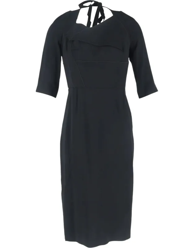 Paneled Tie-detailed Midi Dress