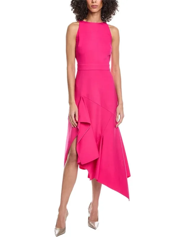 Asymmetrical Drape Wool-blend Maxi Dress