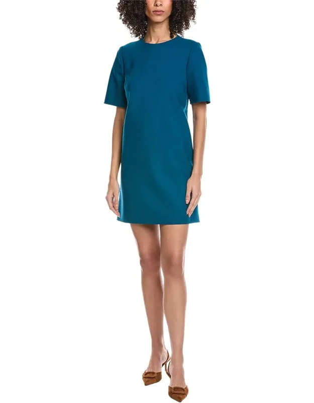 Solid Silk-lined Wool-blend Shift Dress