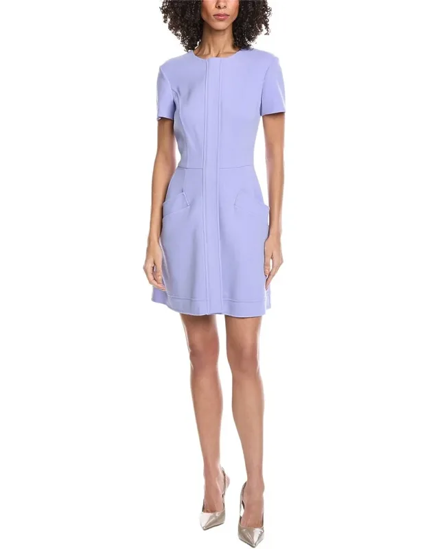 Zip Front Silk-lined Wool-blend Shift Dress