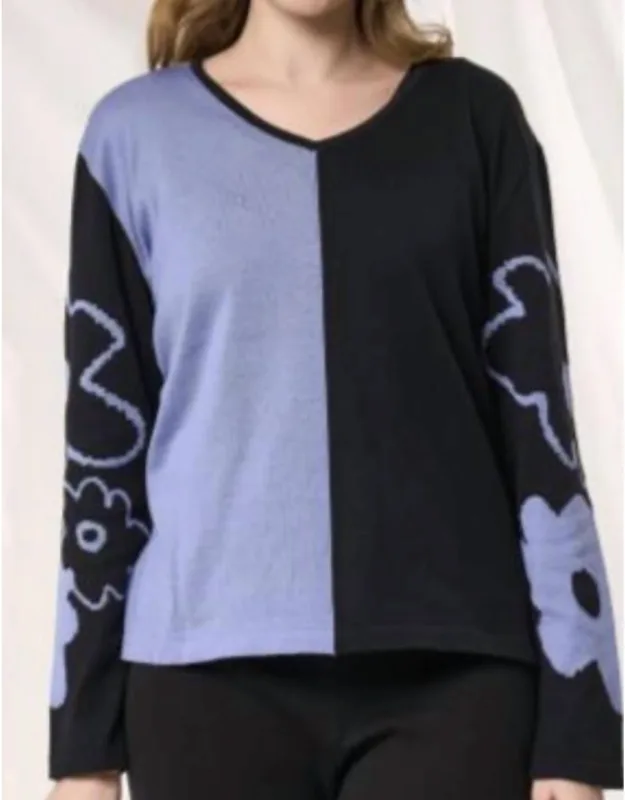 Color Block V Neck Sweater