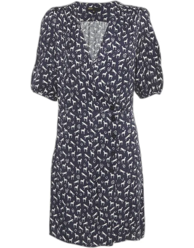 Horse Print Jacquard Mini Wrap Dress