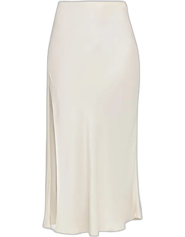 Satin Bias Slit Midi Skirt
