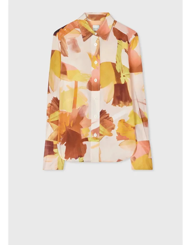 Floral Paint Silk Shirt