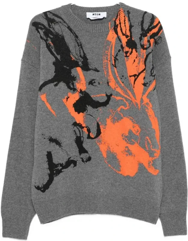 Wool Sweater With Abstract Design