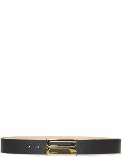 Jumbo Frame Belt With Adjustable Gold-plated B Buckle Closure And Fine Grain Calf Leather