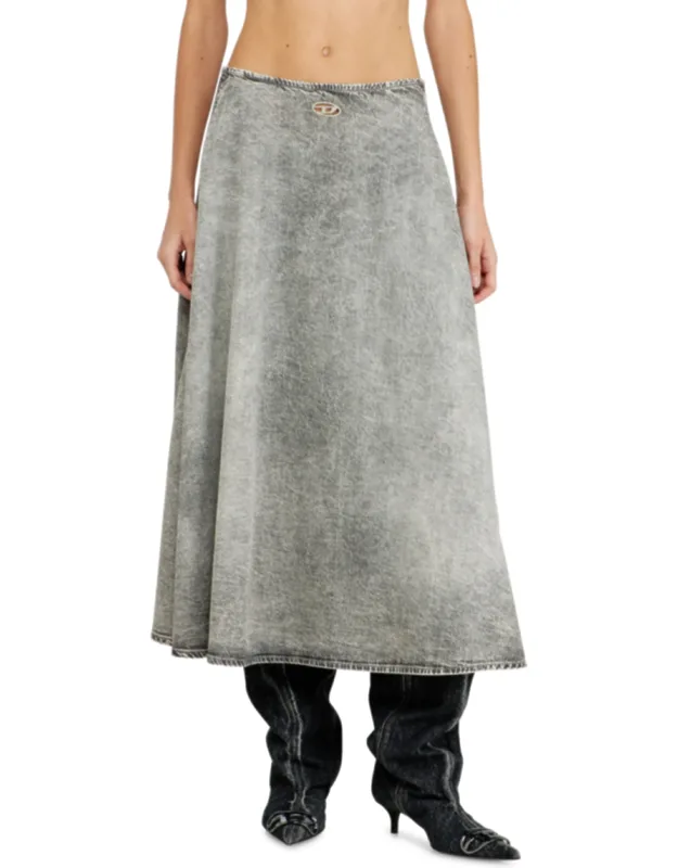 Denim Full Skirt With Athletic Stripes