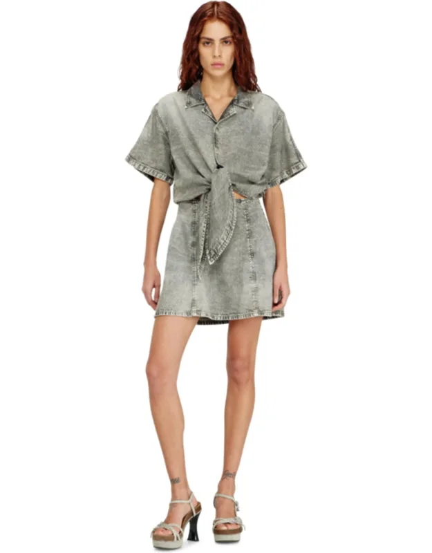 Denim Dress With Athletic Stripes
