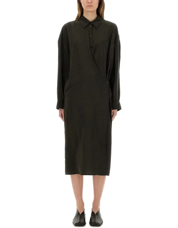 Straight Collar Twisted Dress