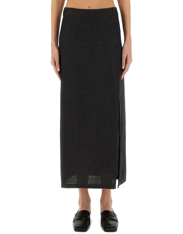 Linen Skirt With Slit