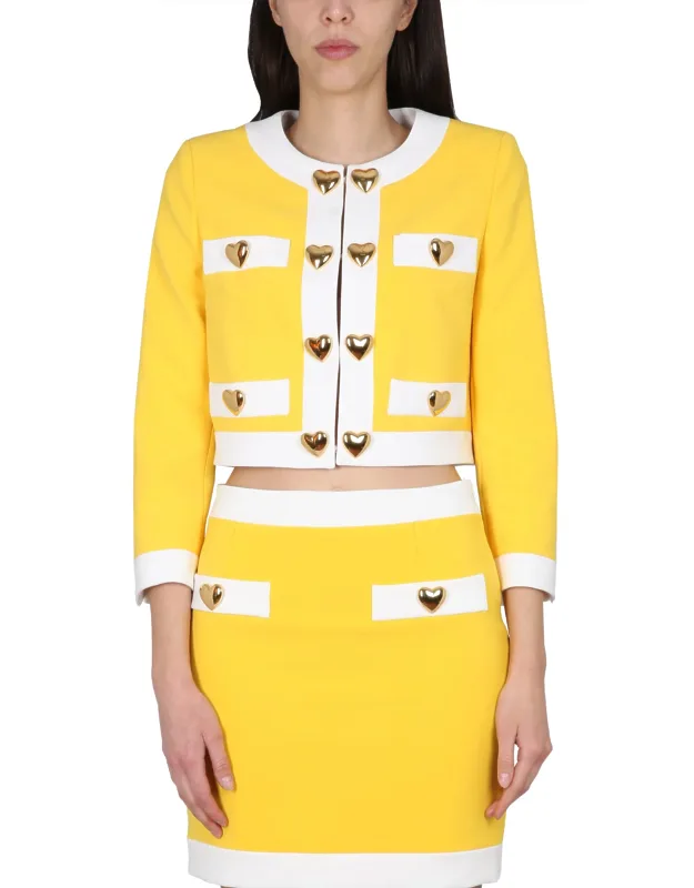 Heart Buttons Crepe Jacket