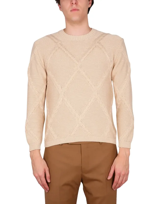 Cotton Cable Stitch Crew Neck Sweater