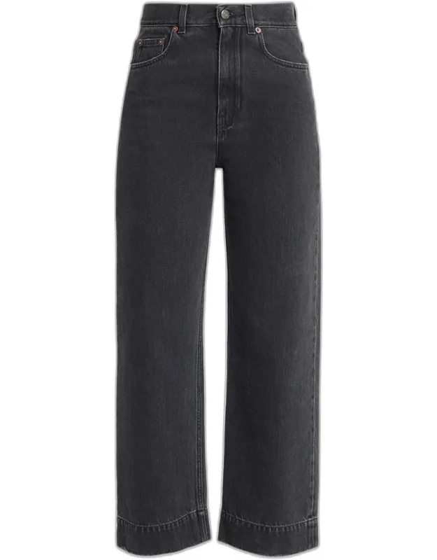 High-rise Straight-leg Crop Denim Trousers