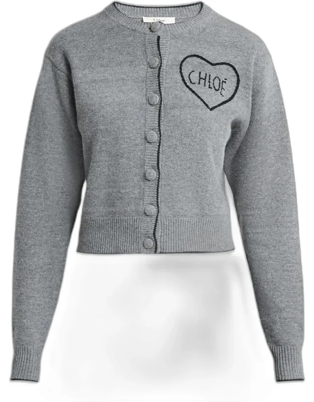 Heart Wool-cashmere Crewneck Cardigan