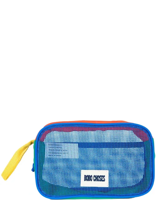Color Block Mesh Clutch Bag