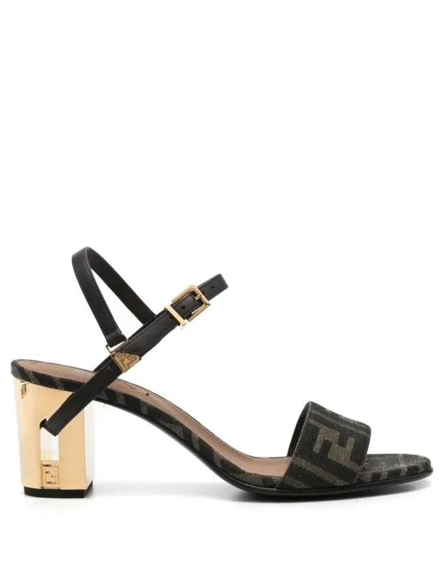 Jacquard Gold-finish Medium-heeled Delfina Sandals