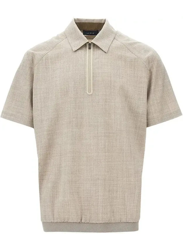 Light Wool Zipped Polo Shirt