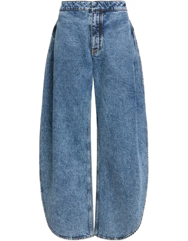Petal Denim Pants With Side Slit