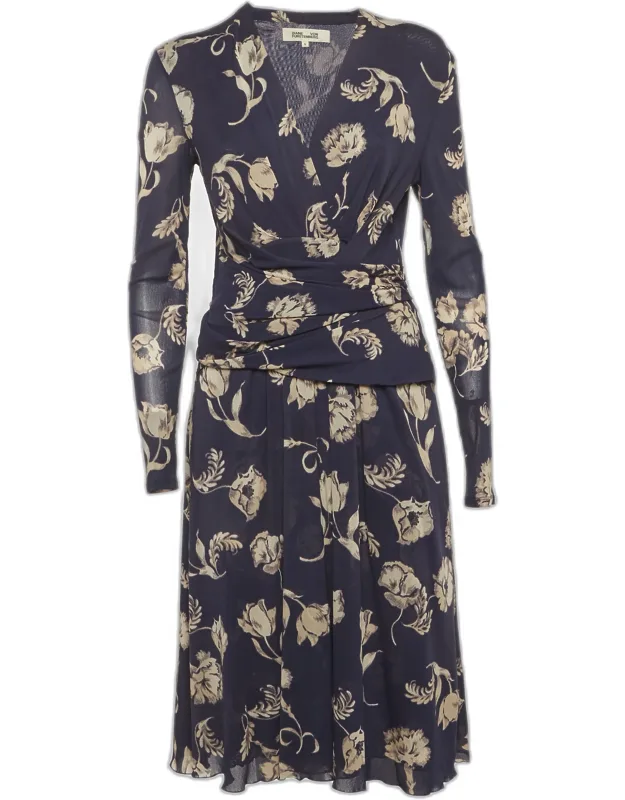 Floral Print Jersey Wrap Midi Dress