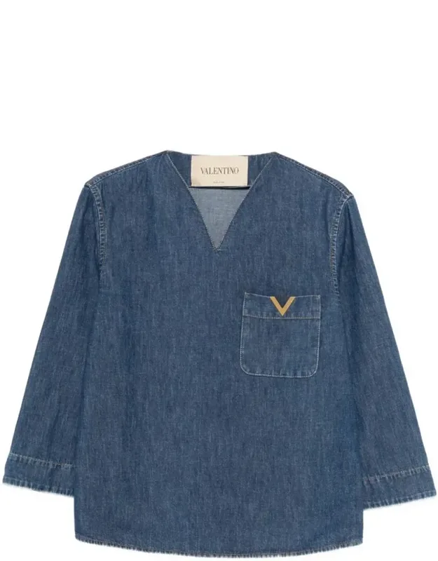 V-neck Denim Shirt