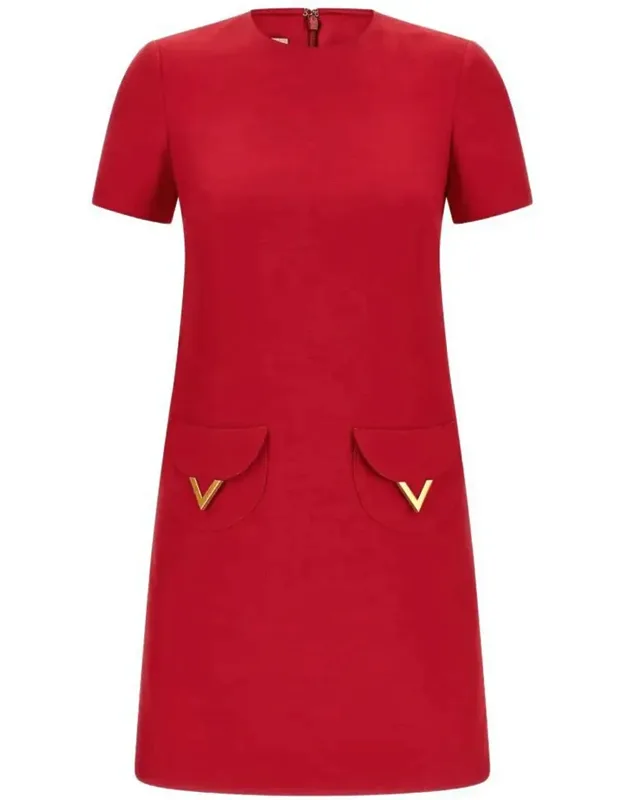 Pocket-detail V Logo Mini Dress