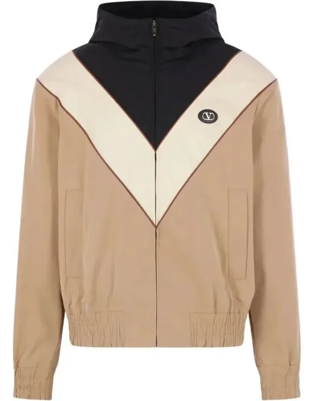 Inlaid V And Vlogo Patch Bomber Jacket