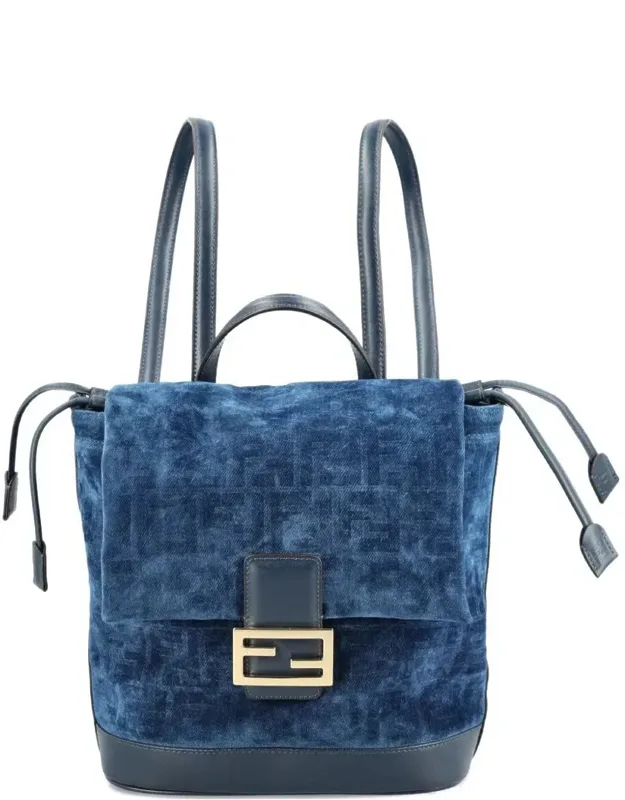 Flocked Denim Backpack Bag