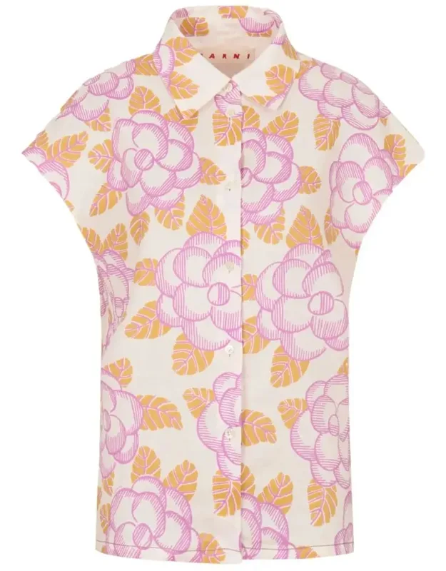 Floral Cap-sleeved Shirt