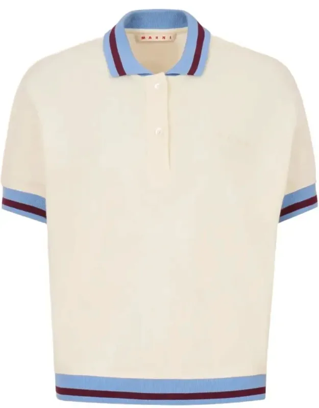 Striped Details Cotton Pique Polo Shirt