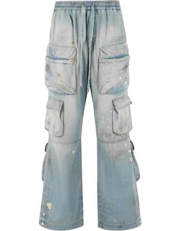 Light Blue Cotton Cargo Jeans