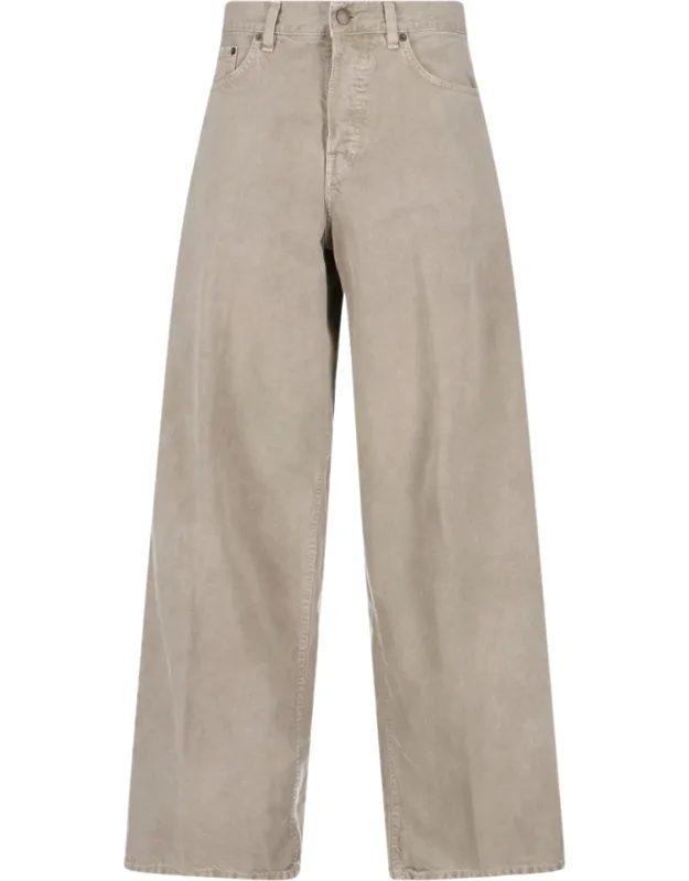 Wide Cotton And Linen Jeans