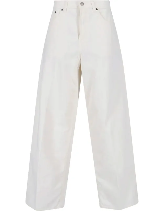 Wide Cotton And Linen Jeans