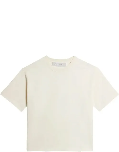 Aged-effect Cotton T-shirt With Reverse Logo On The Back