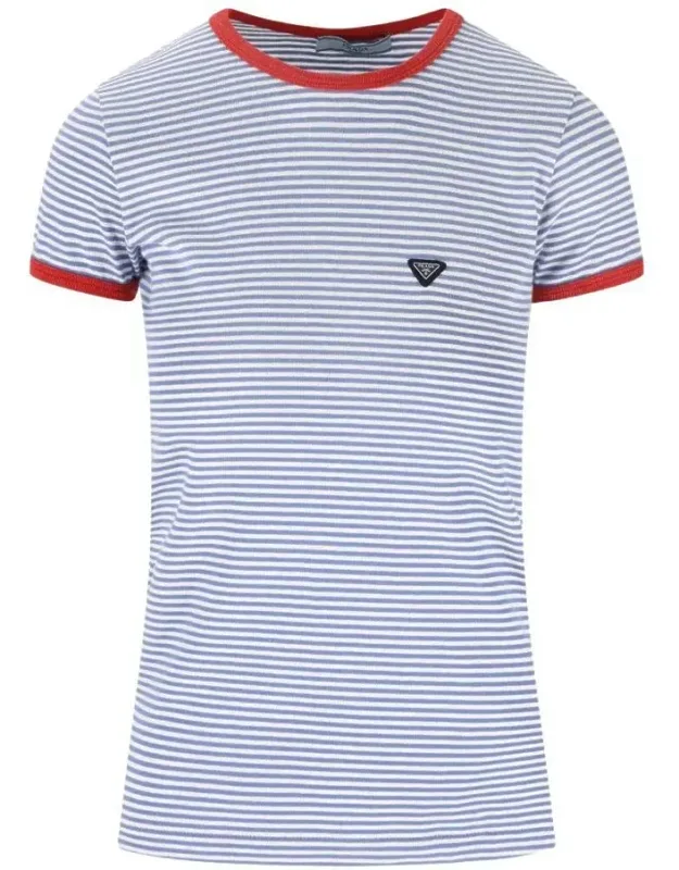 Contrast-trim Striped Cotton T-shirt