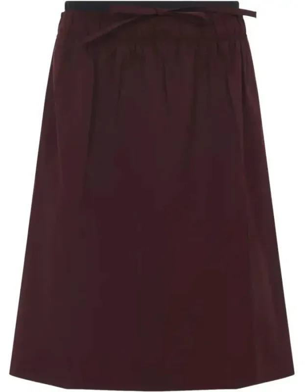 Drawstring Poplin Midi Skirt