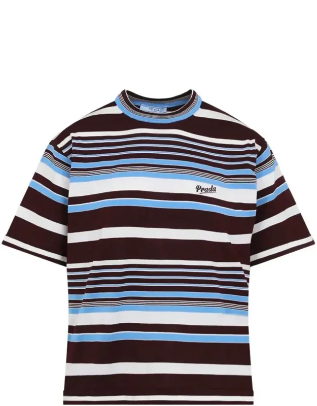 Logo-intarsia Striped Cotton T-shirt