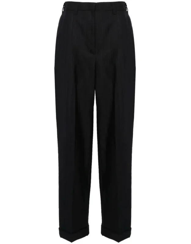 High-waisted Pinstripe Tailored Trousers