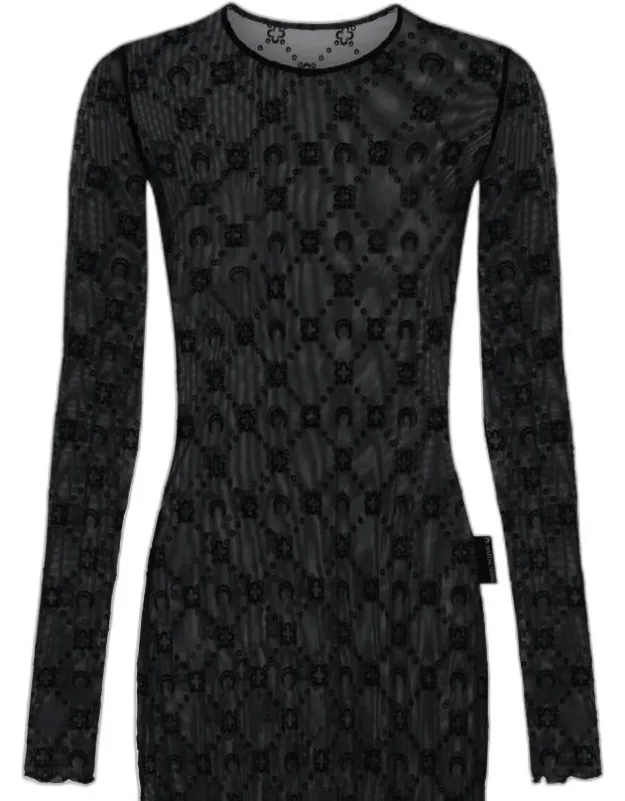 Moonogram Mesh Flock Mini Crewneck Dress