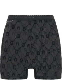Moonogram Mesh Flock Biker Shorts