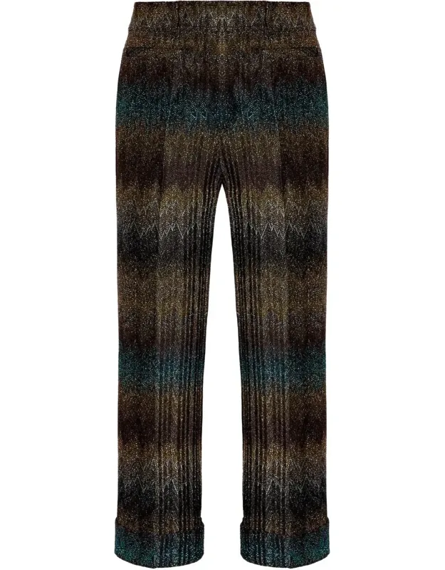 Snake-pattern Viscose Lamé Flared Trousers