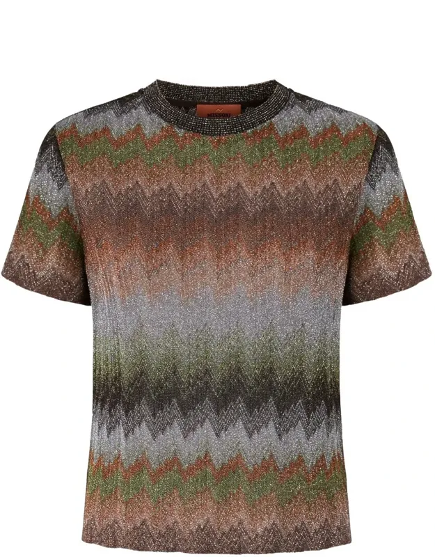 Snake-pattern Viscose Lamé Crewneck T-shirt