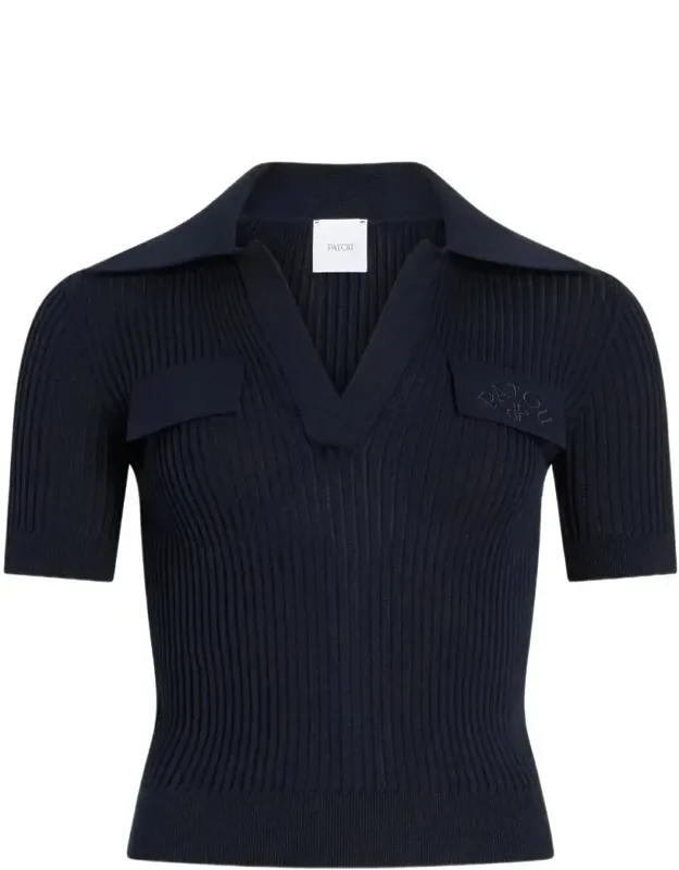 Embroidered Knitted Cotton Polo Shirt