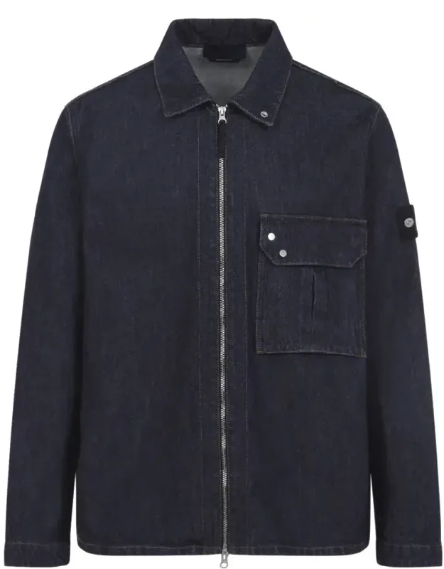 Shirt With Pointed Collar And Front Two-way Zip Fastening